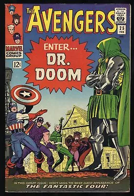 Buy Avengers #25 FN+ 6.5 Fantastic Four Dr. Doom Appearance Kirby! Marvel 1966 • 131.61£