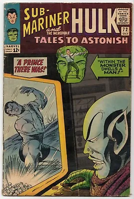 Buy Tales To Astonish #72 - Sub-mariner Cover - Great Hulk / Leader Jack Kirby  1965 • 23.71£