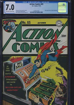 Buy ACTION COMICS #65 - CGC-7.0, OW-W - Superman - Golden Age • 1,205.68£