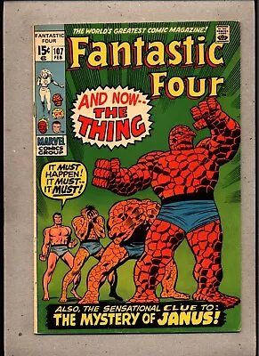 Buy Fantastic Four #107_february 1971_vf Minus_ The Mystery Of Janus _bronze Age! • 6.50£