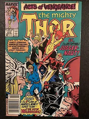 Buy The Mighty Thor #412, 1st App New Warriors, Newsstand, 1989 • 39.41£