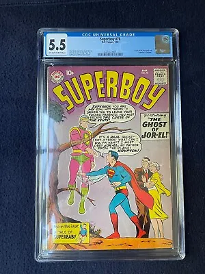 Buy SUPERBOY #78 (DC 1960) CGC 5.5 Origin Of Superman's Costume -Personal Collection • 108.47£