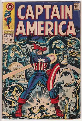 Buy Captain America #107, Marvel Comics 1968 VG 4.0  Stan Lee And Jack Kirby • 24.09£