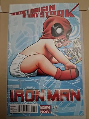 Buy Iron Man #9 - Deadpool Baby Variant - Marvel Now (2013) • 5.29£