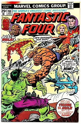 Buy Fantastic Four #166 FN+ Signed W/COA Roy Thomas 1975 Marvel Comics • 112.76£