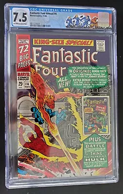 Buy Fantastic Four Annual #4 - CGC 7.5 - Original Human Torch - 1966 - Cracked Case • 66.22£
