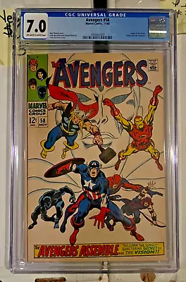 Buy AVENGERS #58 (1968) CGC 7.0 VISION JOINS THE AVENGERS! Marvel Graded Comic • 75.11£