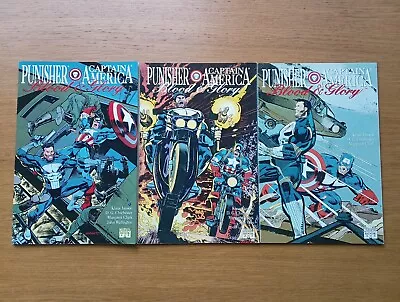 Buy Punisher  Captain America: Blood & Glory #1-3 Complete Set MARVEL 1992 • 10£