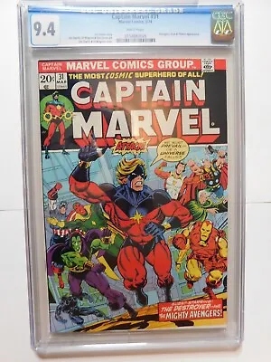 Buy Captain Marvel # 31 CGC 9.4 NM White Pages, Avengers, Thanos, Starlin Cover/art • 120.60£