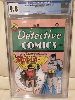 Buy Detective Comics 38 Facsimile Edition. First Appearance Robin. CGC 9.8 • 49.99£