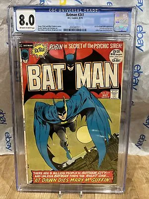 Buy BATMAN #241 CGC 8.0 OW/WH PAGES   NEAL ADAMS COVER ART DC 1972 Comic New Slab • 299.38£