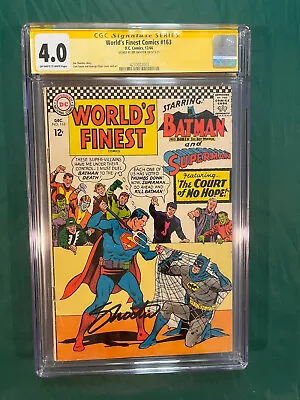 Buy WORLD'S FINEST Comics #163 1966 BATMAN VS SUPERMAN CGC 4.0 SS Signed JIM SHOOTER • 189.66£