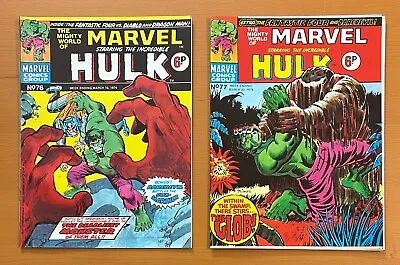 Buy Mighty World Of Marvel #76 & 77. RARE MARVEL UK 1974. 2 X FN+ Bronze Age Comics • 24.95£
