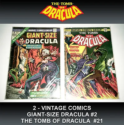 Buy 2 Comic Book Giant-Size Dracula 2 Tomb Of Dracula 21 Marvel Vintage Horror 1974 • 39.95£