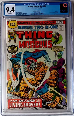Buy MARVEL TWO-IN-ONE #15 CGC 9.4 White 1976 30 CENT Price Variant MORBIUS Vs THING • 221.37£
