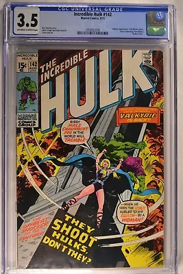 Buy Incredible Hulk #142 CGC 3.5 Ow/w 8/71 Marvel Valkyrie App., Tom Wolfe Radicle • 114.64£