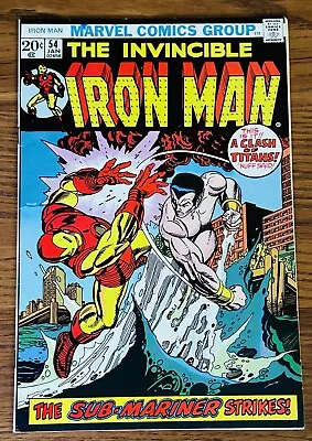Buy IRON MAN #54 Vs SUB-MARINER 1ST MOONDRAGON Madame MacEvil Marvel Comic 1973 • 37.55£