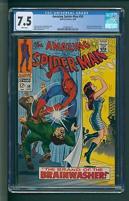 Buy Amazing Spiderman #59 CGC 7.5 White Pages 1st Mary Jane Cover • 209.18£