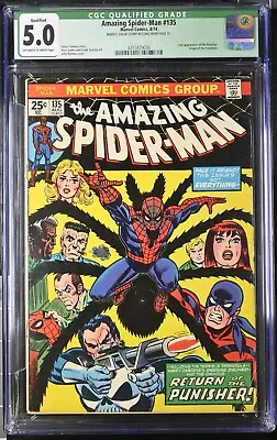 Buy Amazing Spider-man #135 - CGC 5.5 - 1974 - 💀2nd Appearance Of The Punisher💀 • 99£