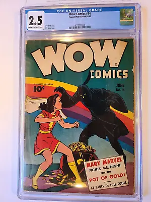 Buy Wow Comics # 14 Fawcett 1943 Cgc 2.5 Classic Jack Binder Cover Scarce • 259.03£