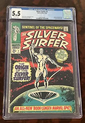 Buy Silver Surfer #1 CGC 5.5 Off-White Pages 1968 Free Shipping! Marvel Movie 🎥 • 475.52£