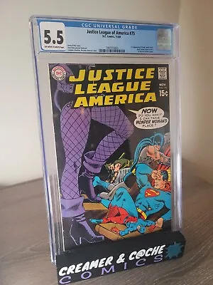 Buy JUSTICE LEAGUE OF AMERICA #75 CGC 5.5  1ST DINAH LAUREL LANCE, Black Canary OW/W • 180.14£