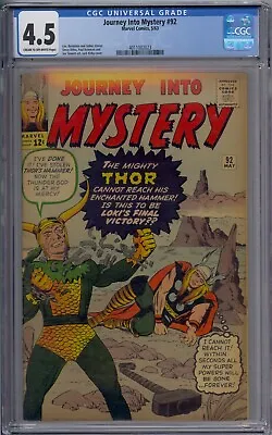 Buy Journey Into Mystery #92 Cgc 4.5 Jack Kirby Thor • 397.21£
