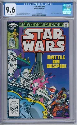 Buy Star Wars 57 CGC Graded 9.6 NM+ White Marvel Comics 1982 • 80.28£