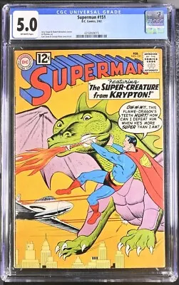 Buy Superman #151 1962 Silver Age DC Comics CGC 5.0 4316939015 • 69.13£