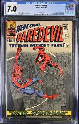 Buy Daredevil #16 CGC FN/VF 7.0 Spider-Man Appearance! 1st Romita Spider-Man Cover! • 287.03£