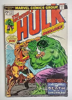 Buy Marvel Comics Incredible Hulk #177 Vs. Adam Warlock; Death Of Adam Warlock FN- • 23.74£
