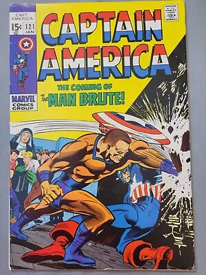 Buy Captain America 121 1970 Key Issue 1st App Man Brute Low Number Stan Lee *CCC* • 15.99£