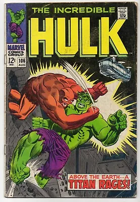 Buy Incredible Hulk  106 VG/Fine Death Of Missing Link / Alexi  1968 Marvel • 14.38£