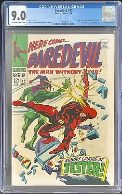 Buy Daredevil #42 CGC 9.0 VF/NM (1968) OW/W First App Of The Jester - Stan Lee Story • 134.24£