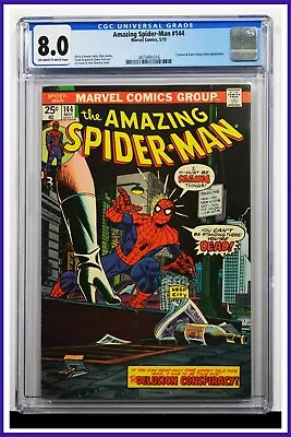Buy Amazing Spider-Man #144 CGC Graded 8.0 Marvel 1975 Newsstand Comic Book. • 80.74£