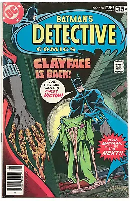 Buy Detective Comics #478 (1978) Vintage Batman Key 1st Appearance Of 3rd Clayface • 23.67£