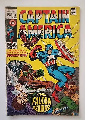 Buy MARVEL- Captain America #126 (1970) 1st Falcon In Cap Suit; 1st Diamond Head  • 26.38£