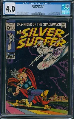 Buy Silver Surfer #4 2/1969 Classic Thor Vs Silver Surfer Cover CGC 4.0 • 550£
