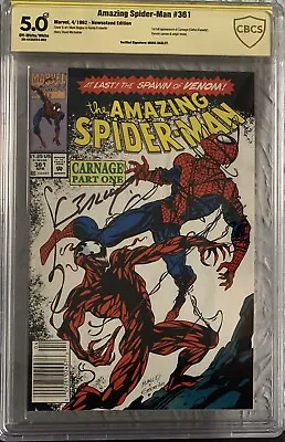 Buy Amazing Spider-man #361 Cbcs 5.0 Vg/fn 1992 1st Carnage Signed By  Mark Bagley • 84.29£