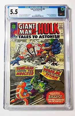 Buy Tales To Astonish #63 CGC 5.5 1st Appearance Origin Of The Leader 1965 • 182.02£