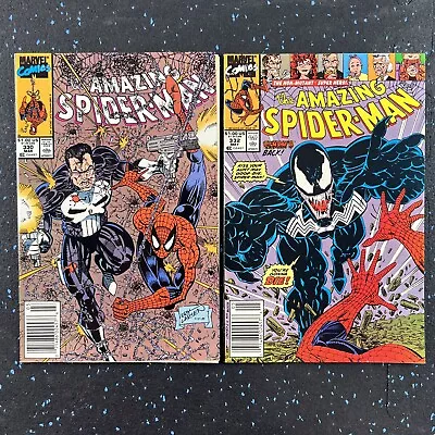 Buy Amazing Spider-Man #330 & #332 NEWSSTAND (Larsen Venom & Punisher) 9.0-9.2 NM- • 8.67£