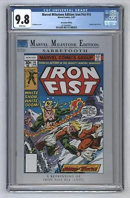 Buy Marvel Milestones Iron Fist #14 1st Sabretooth Newsstand Variant 1992 CGC 9.8 • 120.37£