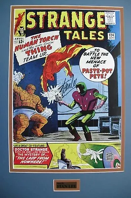 Buy STRANGE TALES #124 Cover Print Signed By STAN LEE Matted, COA Human Torch, Thing • 255.21£