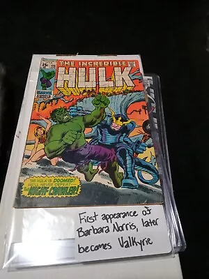 Buy Incredible Hulk #126  1st App. Barbara Norris (Valkyrie) - Marvel Comics 1970 • 43.69£