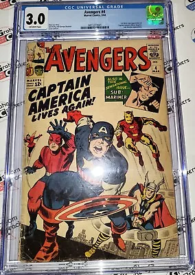 Buy Avengers #4 (1963) CGC 3.0 1st Silver Age Captain America! Stan Lee! Jack Kirby! • 896.24£