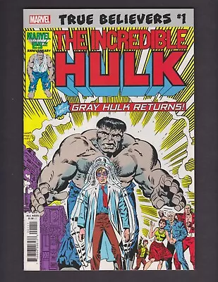 Buy Marvel TRUE BELIEVERS Incredible GREY Hulk RETURNS #1 2019 Al Milgrom #324 Comic • 3.95£