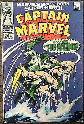 Buy Captain Marvel #4 - Vs The Sub-Mariner! (Marvel 1968) • 12.99£