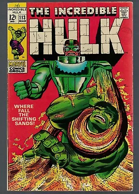 Buy Marvel Comics Hulk 113 FN/VFN 7.0  1968 Avengers Where Fall The Shifting Sands • 39.99£