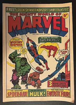 Buy The Mighty World Of Marvel #1, 1972 British Comic / Spiderman, FF, Hulk Origins • 79.66£