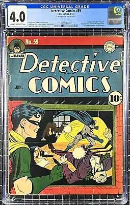 Buy Detective Comics 59 CGC 4.0 2nd Appearance Of Penguin 1942 D.C. Comics • 1,363.25£